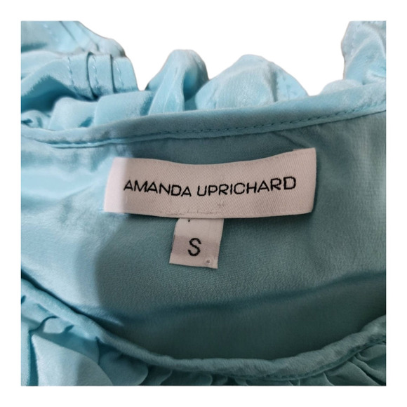 Amanda Uprichard Silk Soft Blue Pinktuck Ruffle Dress size small - Picture 4 of 7
